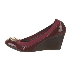 Tory Burch Wedge Caroline Burgundy / Maroon Heels - Size 7